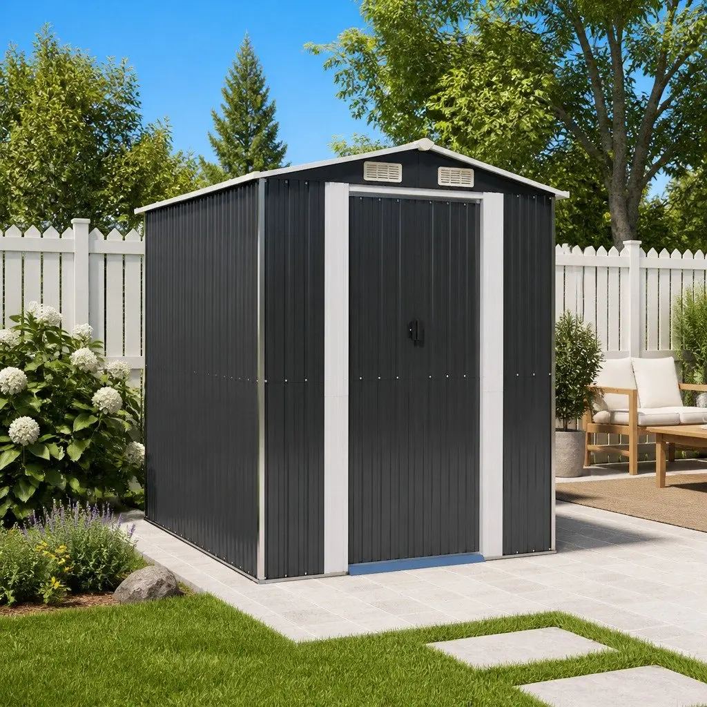 Garden Shed Galvanised Steel 192 x 191 x 223 cm Anthracite