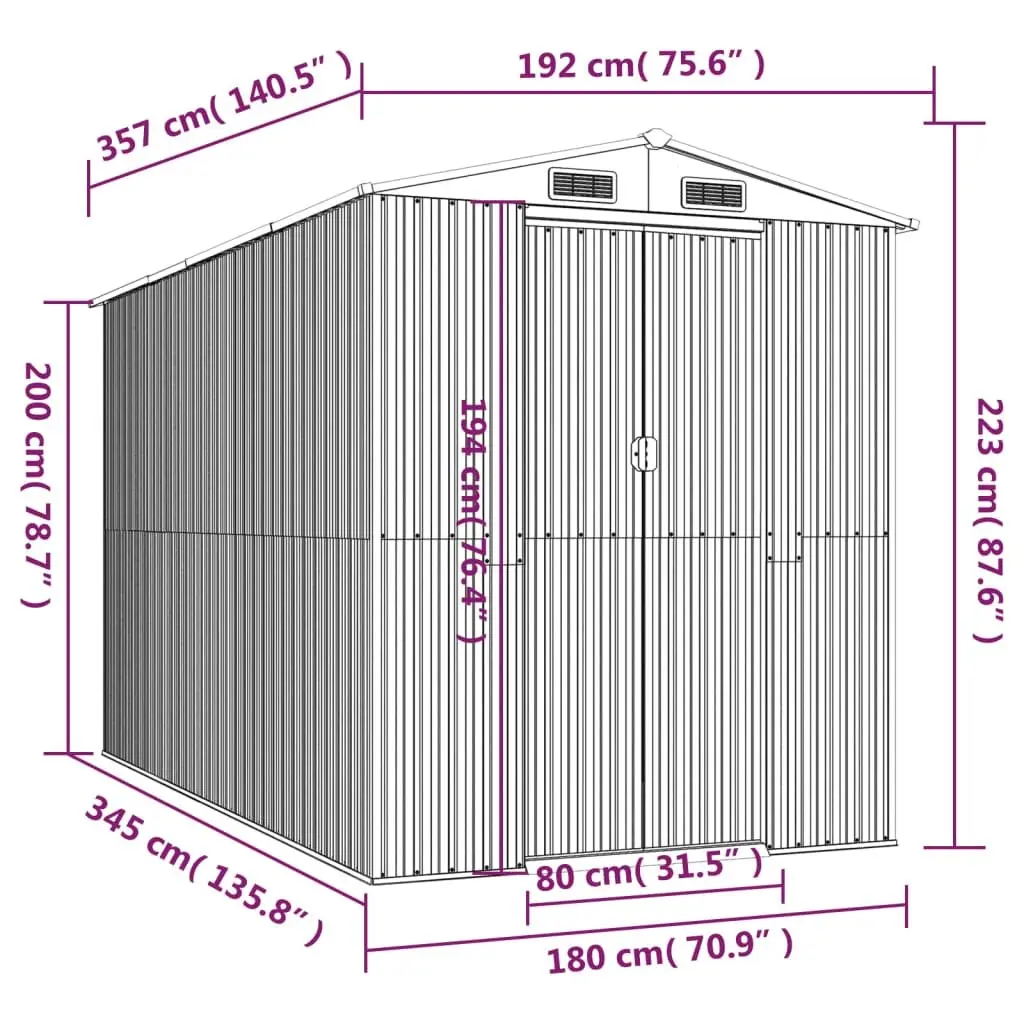 Anthracite Garden Shed for Tool Storage