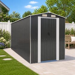 Anthracite Galvanised Steel Garden Shed for Tools