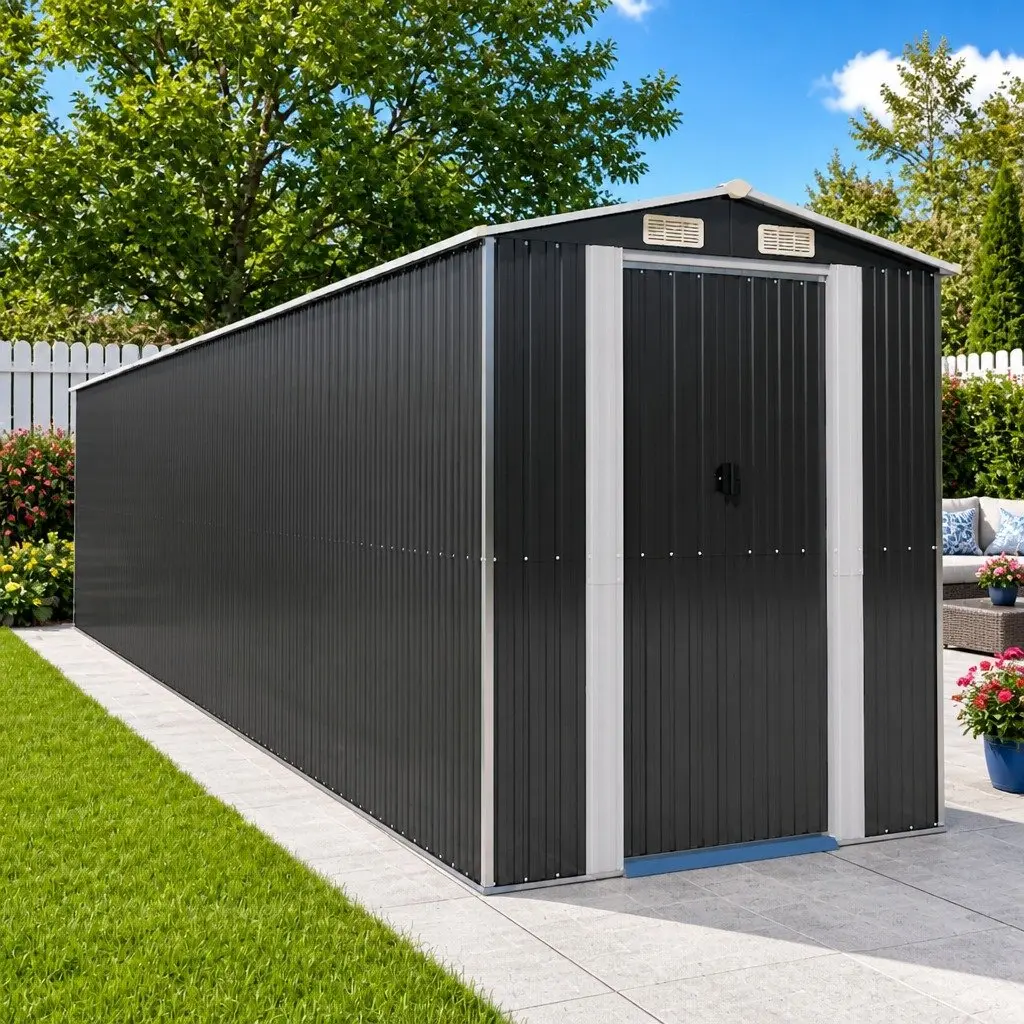 Garden Shed Galvanised Steel Spacious Anthracite 192 x 855 x 223 cm