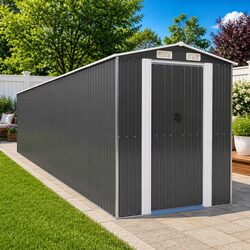 Durable Anthracite Garden Shed with Sliding Gate
