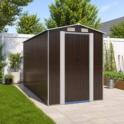 Durable Dark Brown Galvanised Steel Garden Shed 192x357x223cm