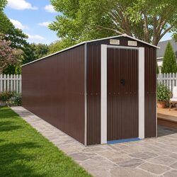 Spacious Dark Brown Galvanised Steel Garden Shed