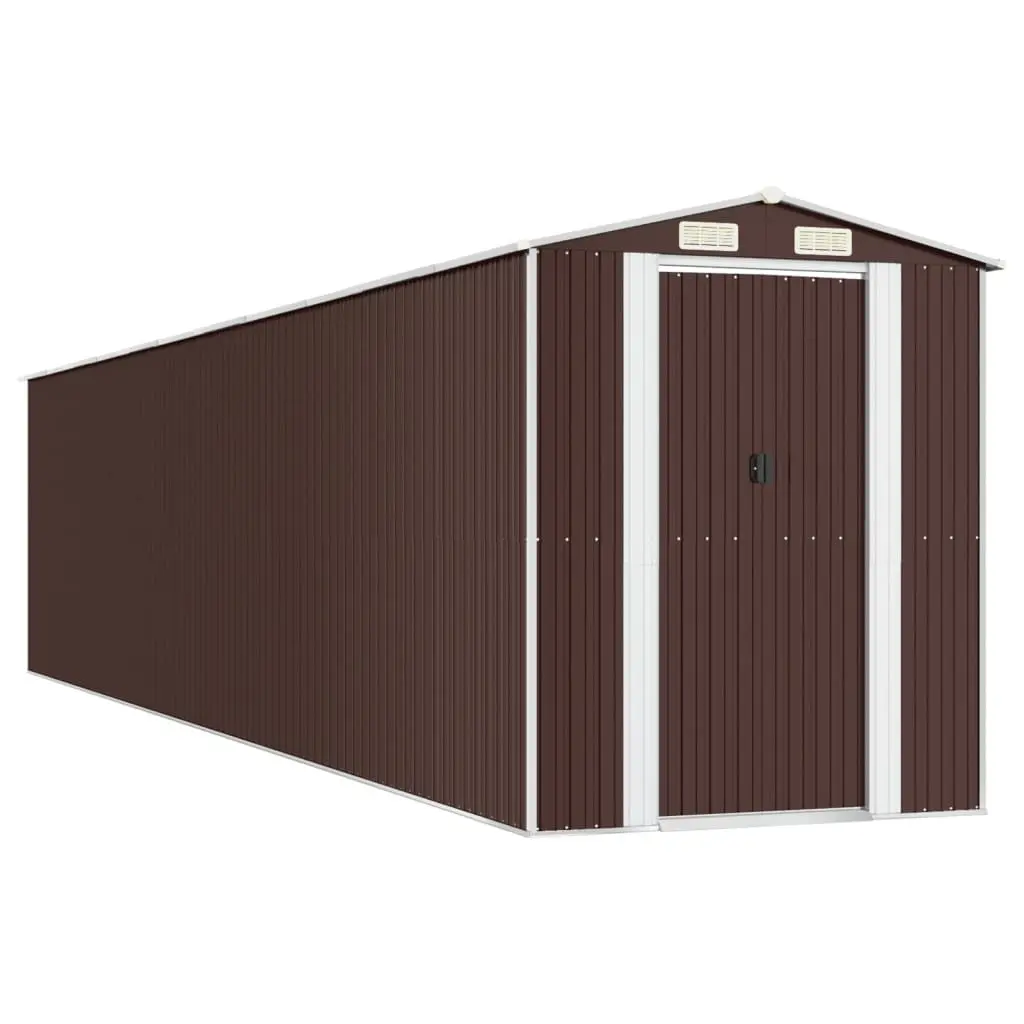 Garden Shed Galvanised Steel Dark Brown Spacious Outdoor Storage Tool House