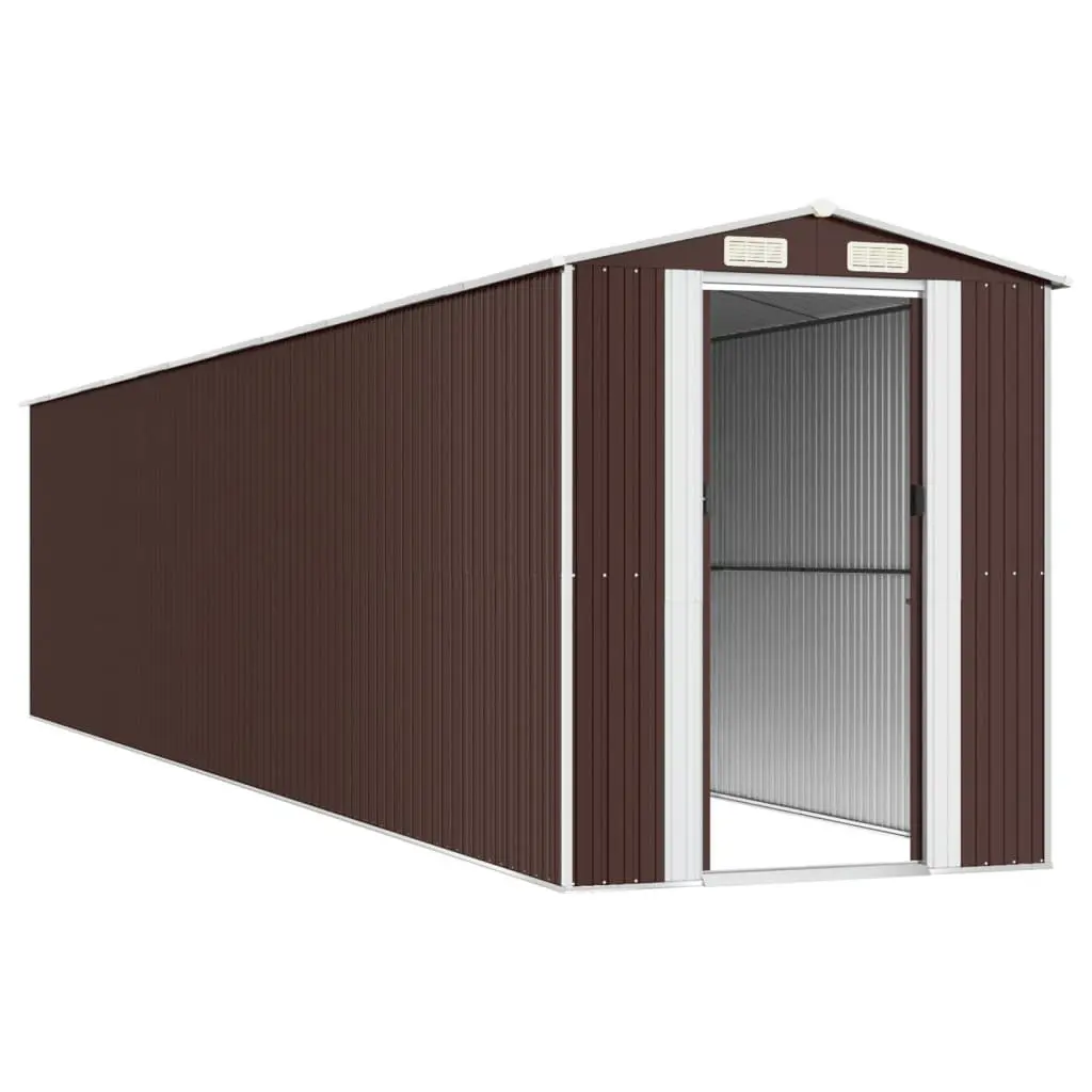 Garden Shed Galvanised Steel Dark Brown Spacious Outdoor Storage Tool House