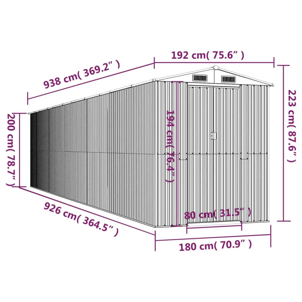 Garden Shed Galvanised Steel Dark Brown Spacious Outdoor Storage Tool House