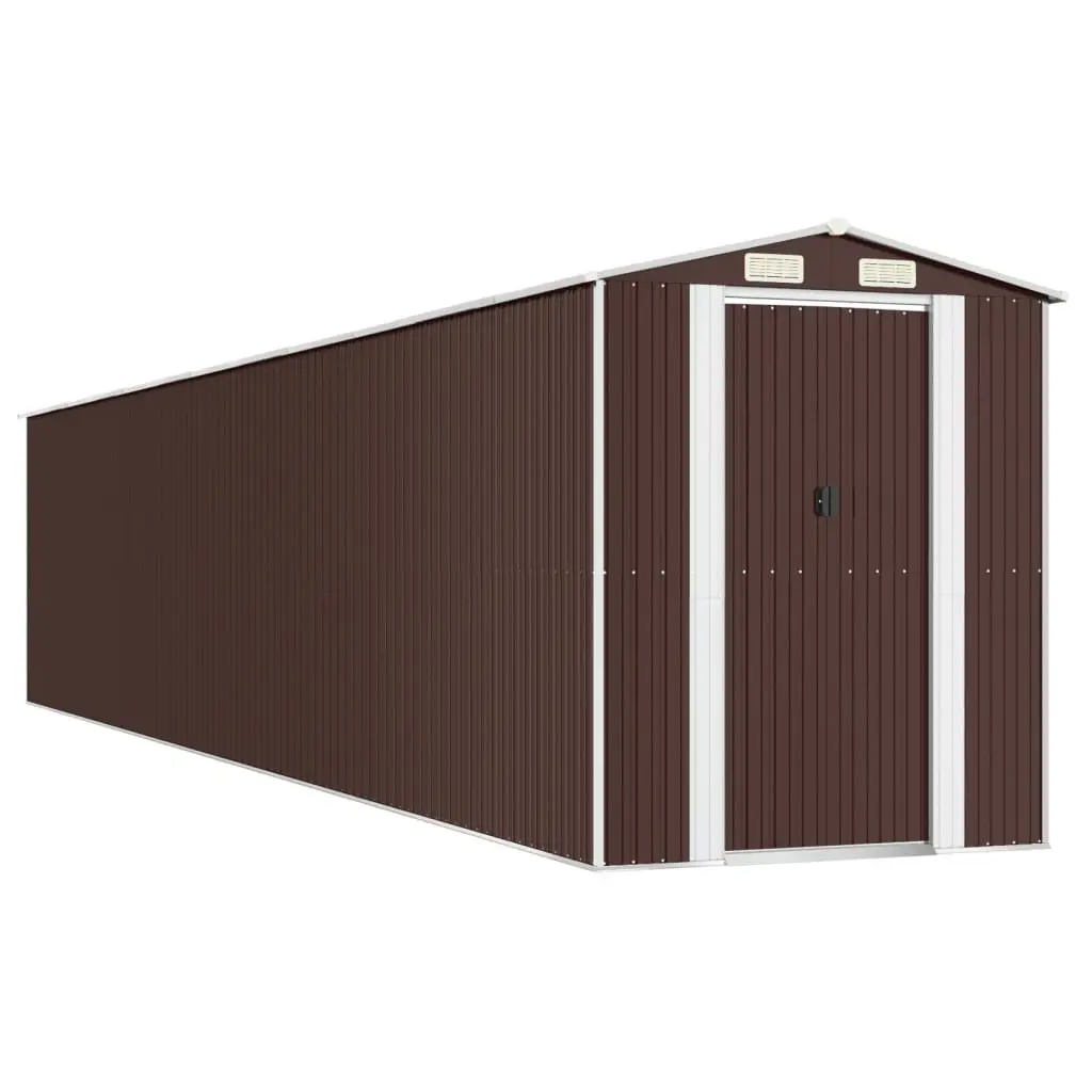 Garden Shed Galvanised Steel Dark Brown 192 x 102 x 223 cm