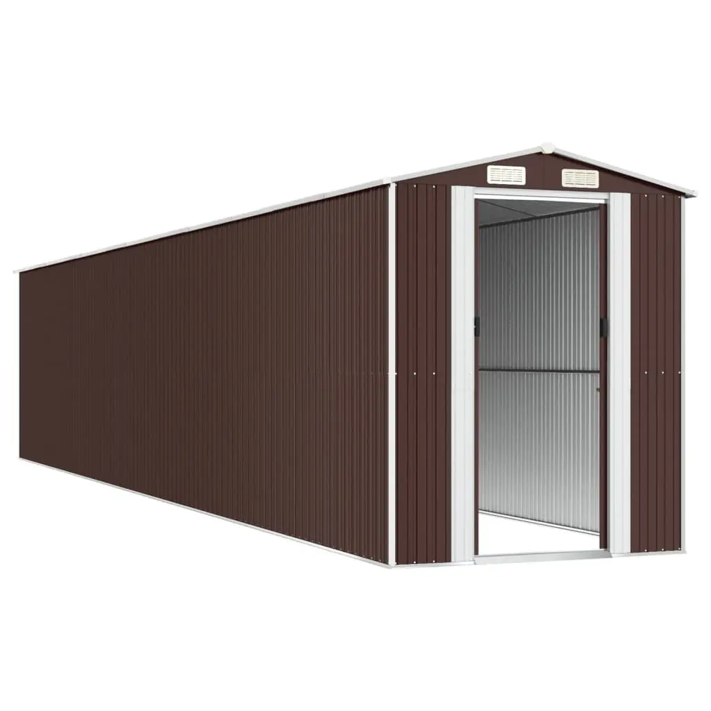 Garden Shed Galvanised Steel Dark Brown 192 x 102 x 223 cm