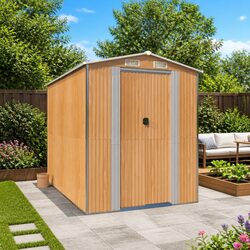 Brown Garden Shed for Outdoor Tool Storage with Vents