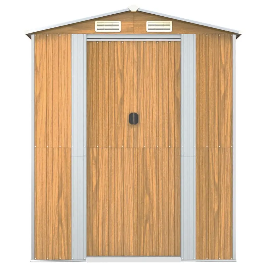 Garden Shed Galvanised Steel 192 x 357 x 223 cm Light Brown