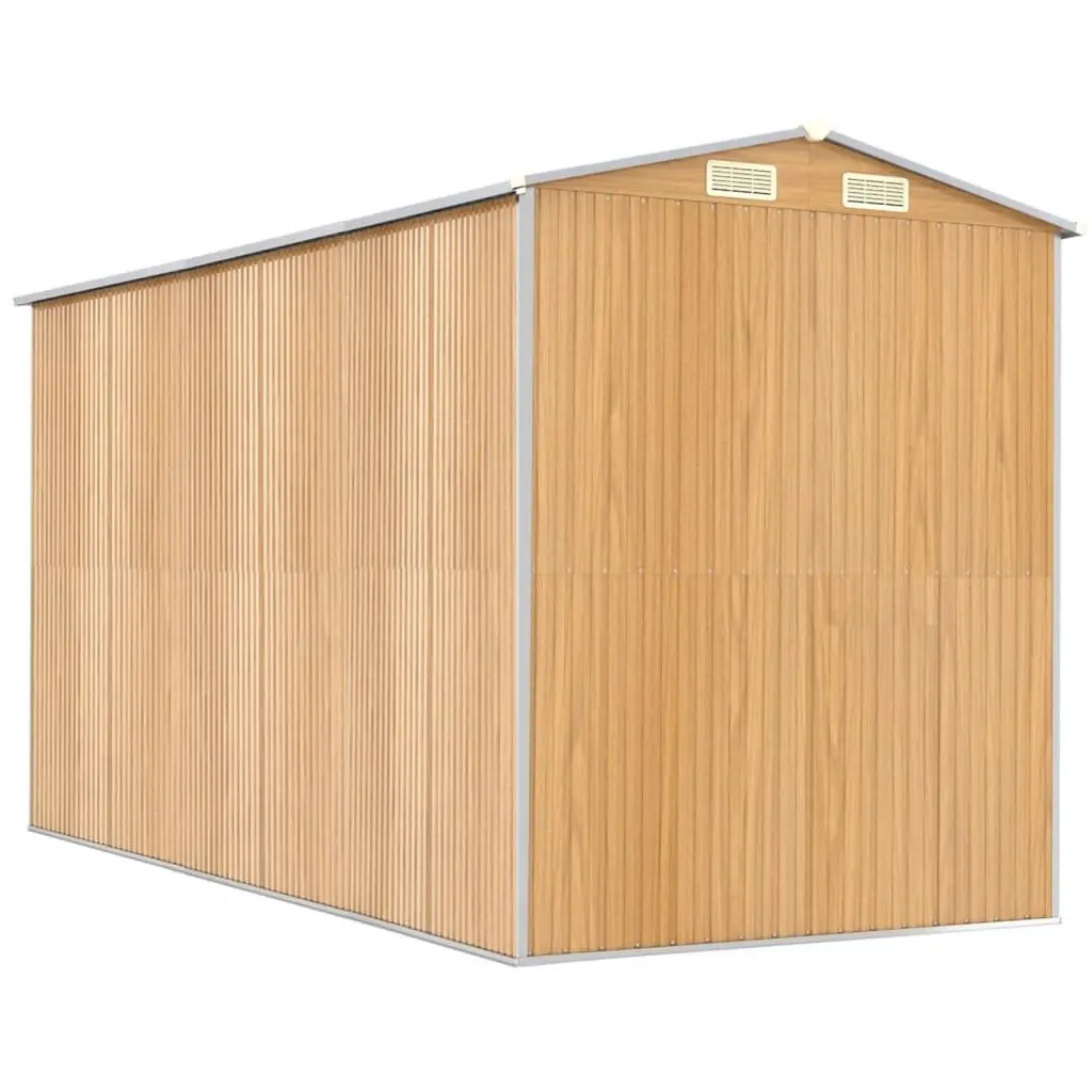Garden Shed Galvanised Steel 192 x 357 x 223 cm Light Brown