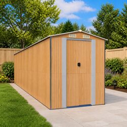 Light Brown Outdoor Garden Shed with Sliding Doors