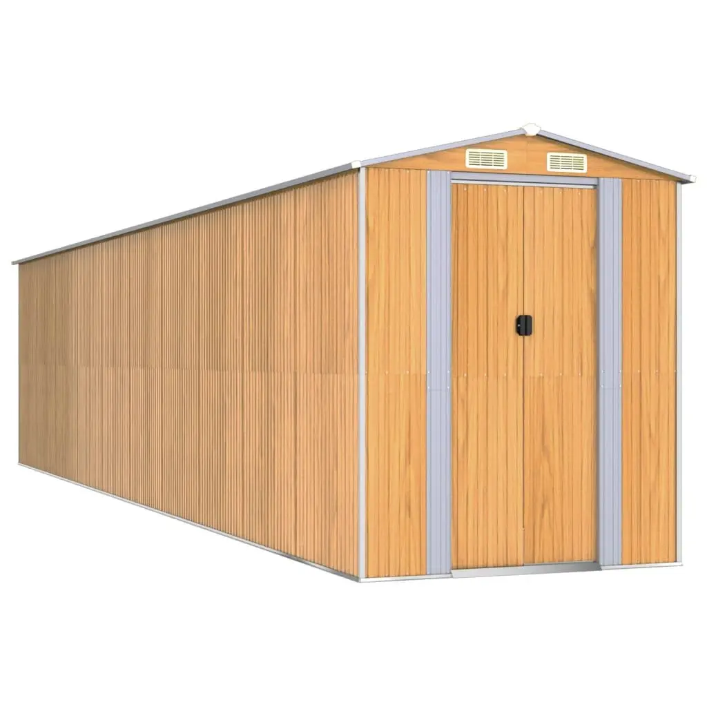 Garden Shed Galvanised Steel Brown Outdoor Storage Tool House 192L x 223H x 855W cm