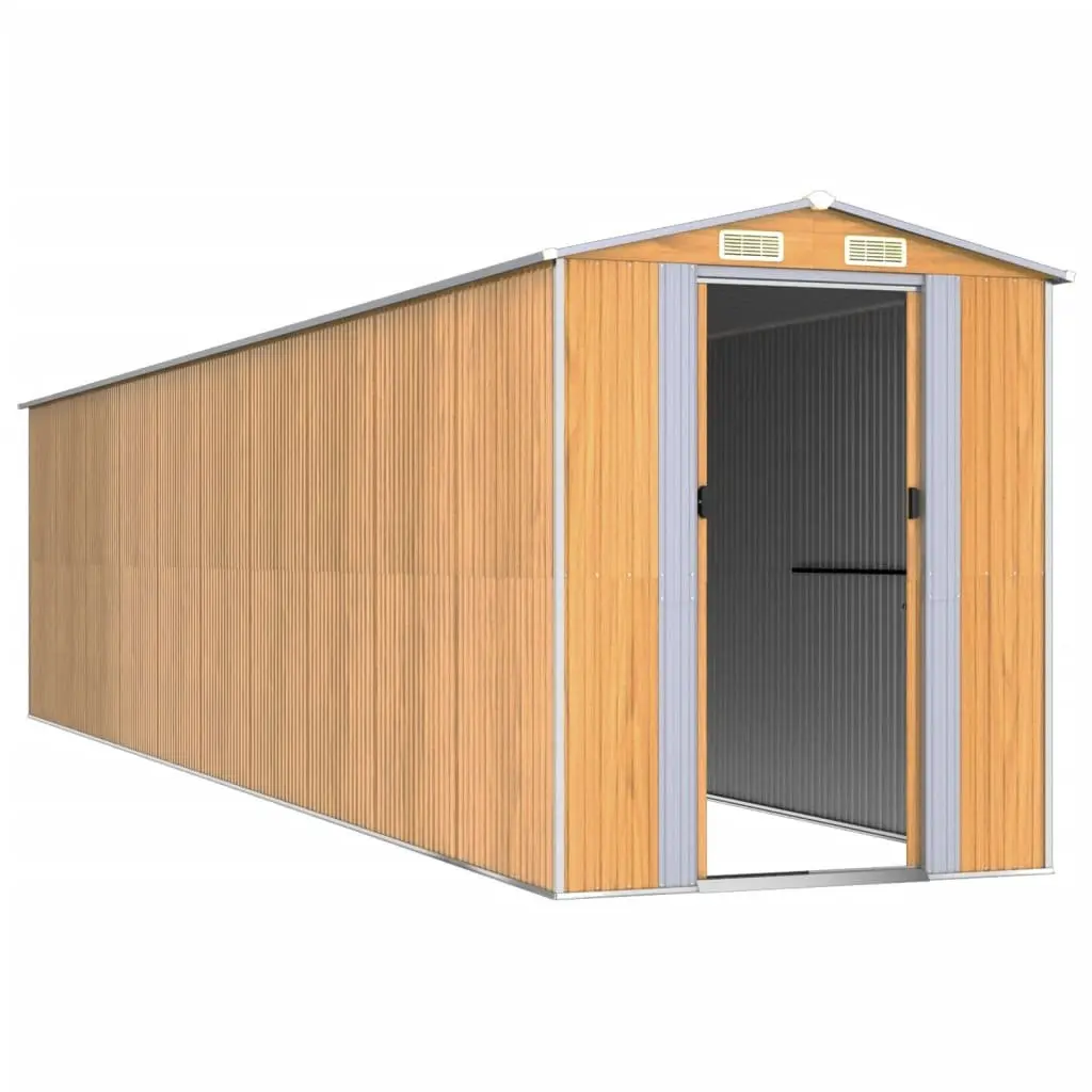 Garden Shed Galvanised Steel Brown Outdoor Storage Tool House 192L x 223H x 855W cm