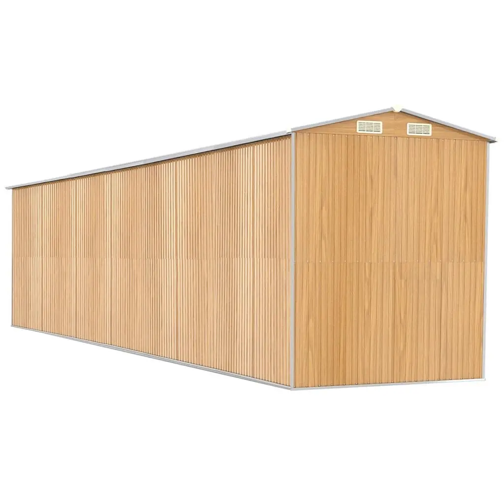 Garden Shed Galvanised Steel Brown Outdoor Storage Tool House 192L x 223H x 855W cm