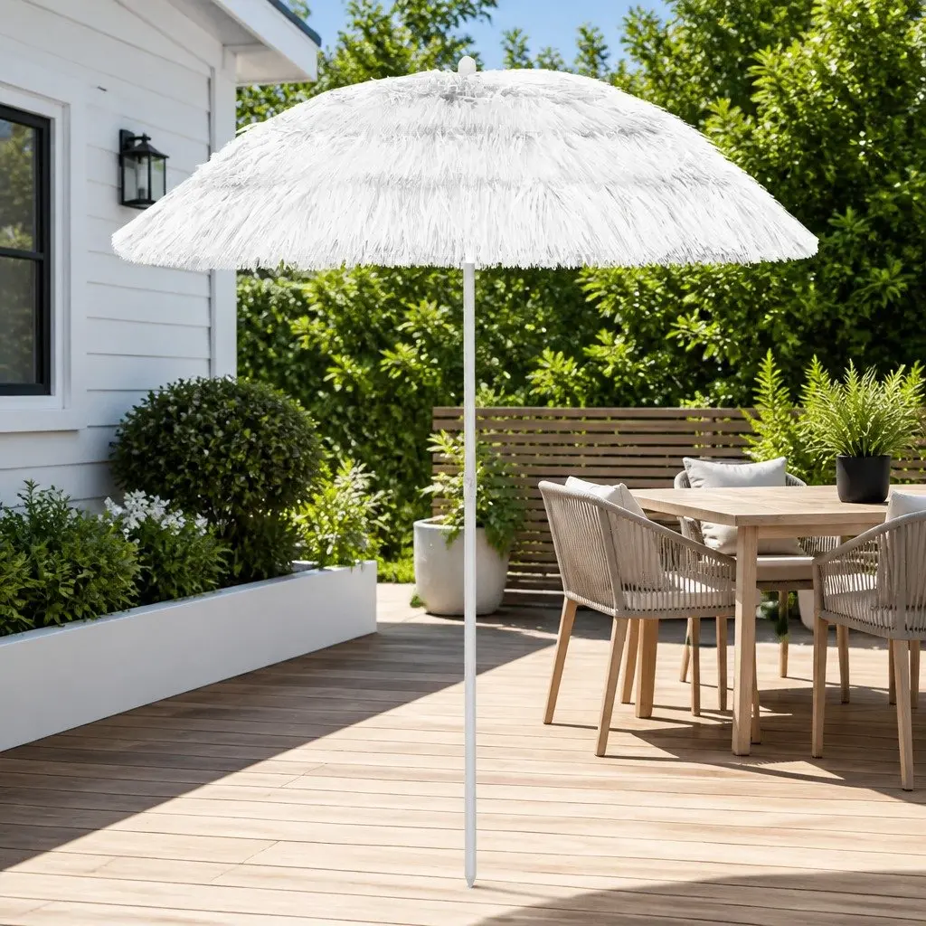 White Beach Parasol 180cm with UV Protection
