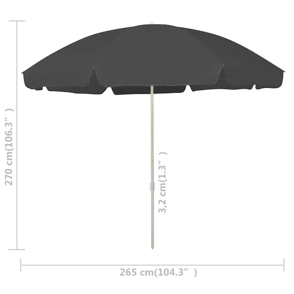 Beach Parasol with Tilt Function 300cm Anthracite