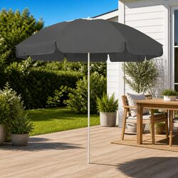 Premium Anthracite Beach Parasol 240cm with Tilt and Vent