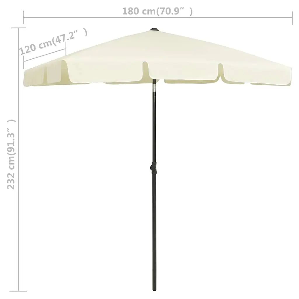 Beach Parasol Polyester 180x120 cm Yellow