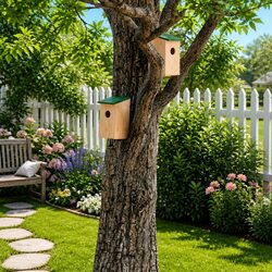 Premium Wooden Bird Houses - Set of 10 Outdoor Shelters