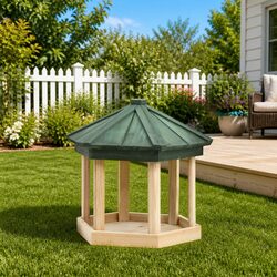 Octagonal Wooden Bird Feeder for Outdoor Spaces