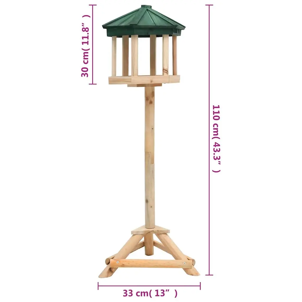 Standing Bird Feeder Solid Wood Tripod Design Brown Garden Outdoor Feeding