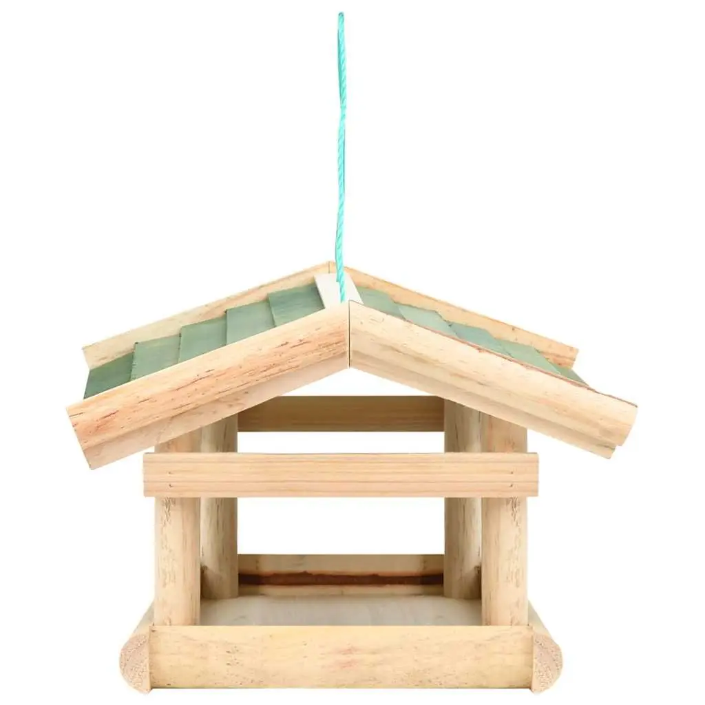 Bird Feeder Solid Fir Wood 35 x 29.5 x 21 cm Brown Weatherproof Outdoor Wall Tree Hanging Garden Decor