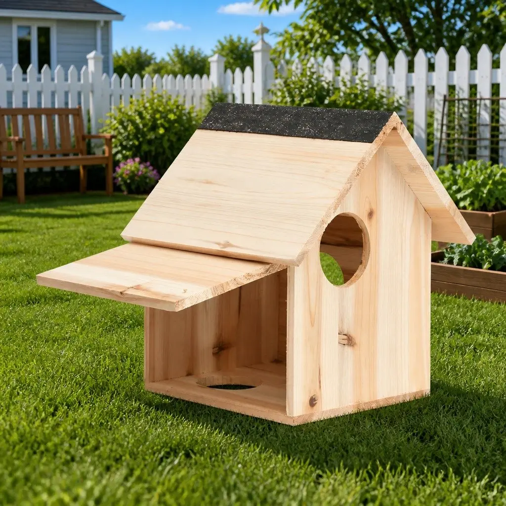 Wooden Squirrel House for Garden Use 26x25x29cm