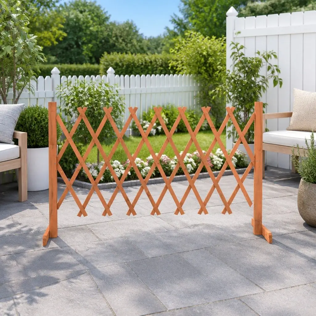Garden Trellis Fence Panel Solid Firwood Expandable 150 cm Orange