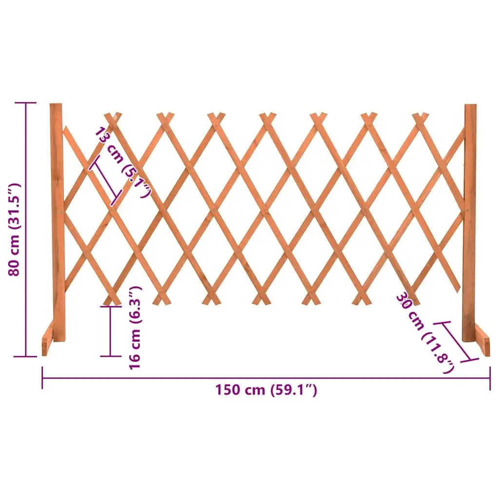 Garden Trellis Fence Panel Solid Firwood Expandable 150 cm Orange