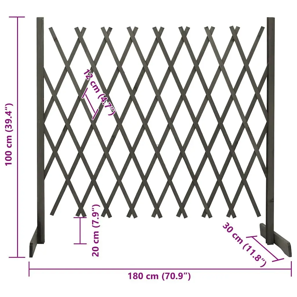 Garden Trellis Fence Panel Solid Firwood 180x100 cm Grey