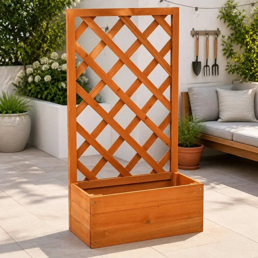 Garden Trellis Planter Solid Firwood 50x25x90 cm Orange