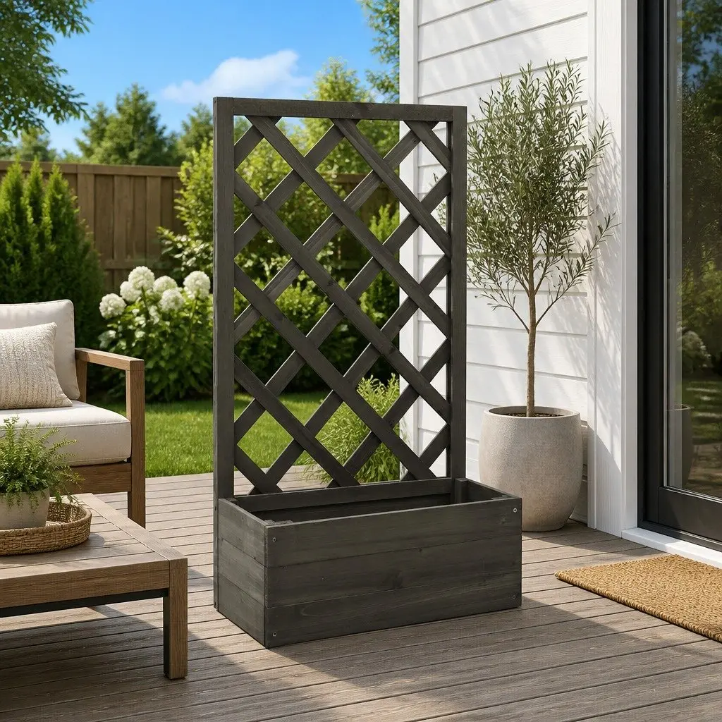 Grey Garden Trellis Planter for Climbing Plants