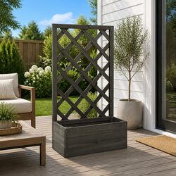 Sturdy Grey Garden Trellis Planter for Climbing Plants