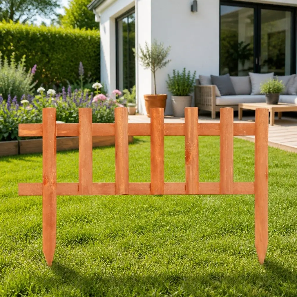 Wooden Garden Borders Edging 10 Pieces Firwood Lawn Edge Outdoor Fencing
