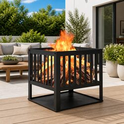 Durable Black Steel Fire Pit for Outdoor Gatherings