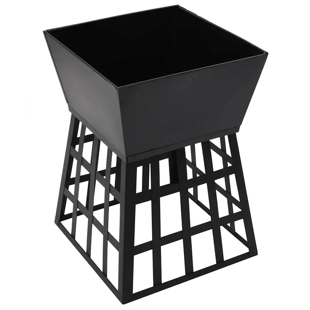 2-in-1 Fire Pit BBQ Grill Steel 34x34x48cm Black