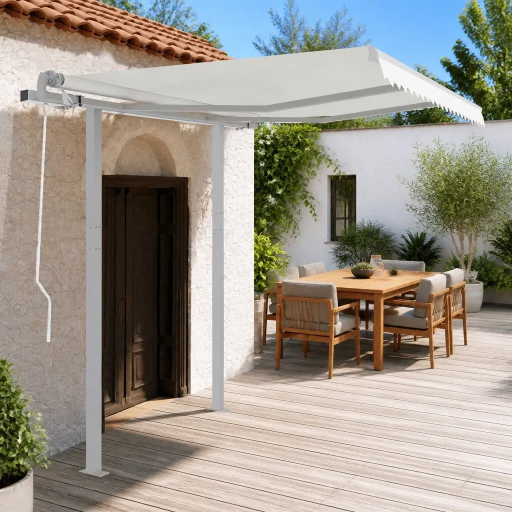 Double Post Awning Support Set in White 300x245 cm