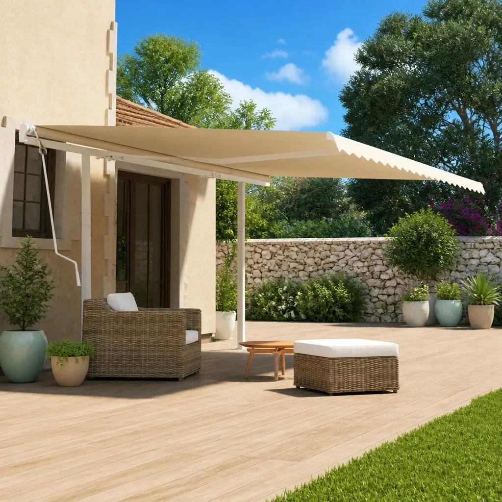White Awning Post Set 600x245 cm for Outdoors