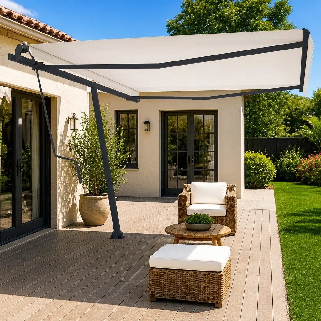 Awning Post Set in Anthracite with 360-Degree Base