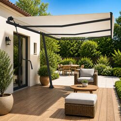 Sturdy Awning Post Set with Rotary Base for Shade