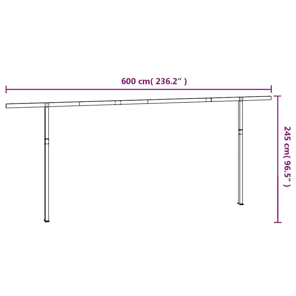 Awning Post Set Anthracite 600x245cm Double Posts