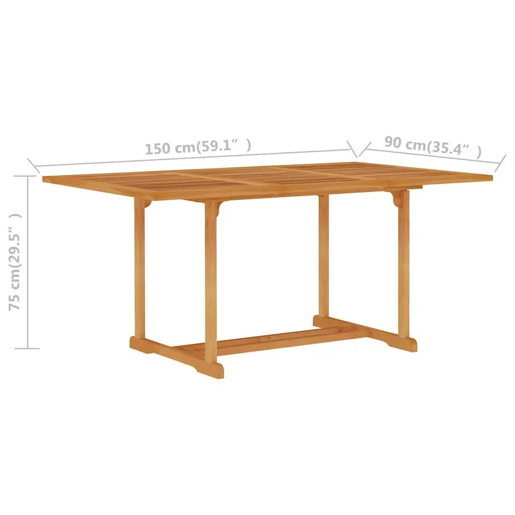 Garden Dining Table Teak Wood 150x90x75 cm White