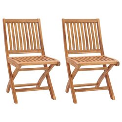 Quality Wooden Folding Garden Chairs Set of 2 - Brown