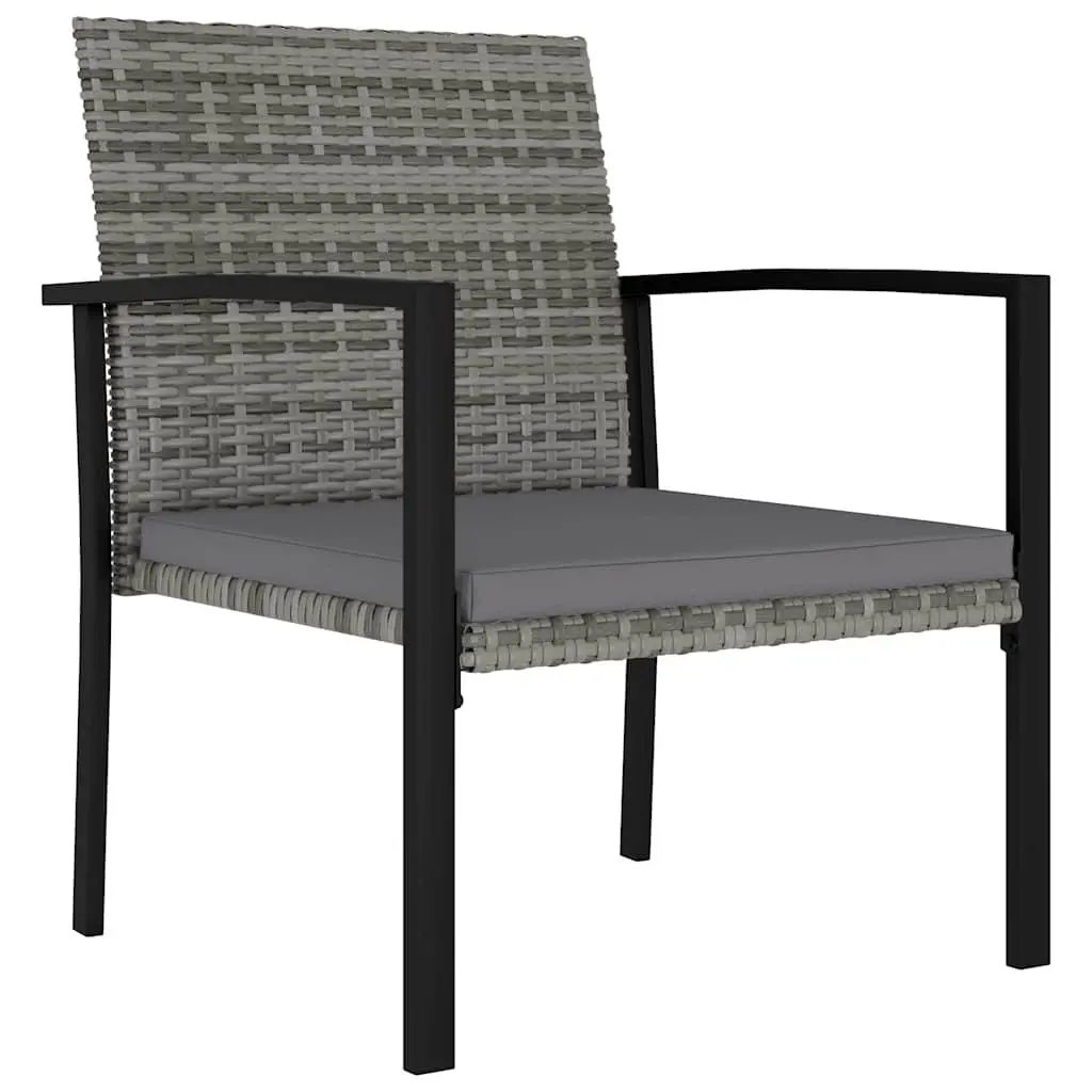 Outdoor Dining Chairs Steel PE Rattan Grey 2 Piece Weather Resistant