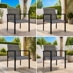 Durable Outdoor Dining Chairs Set of 4 with Cushions