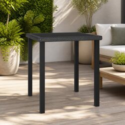 Black Poly Rattan Glass Top Garden Dining Table