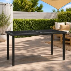 Stylish Black Poly Rattan Garden Dining Table