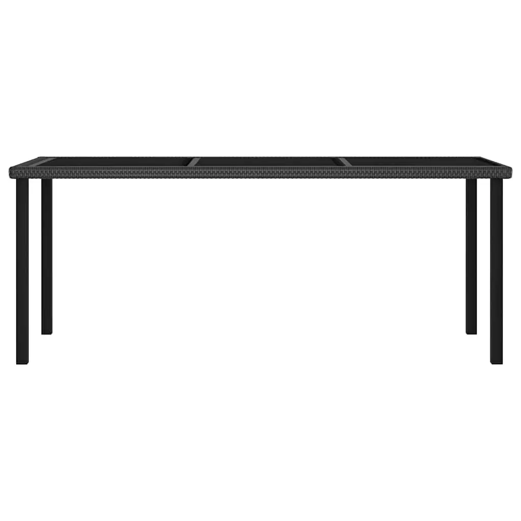 Black Garden Patio Dining Table with Glass Top