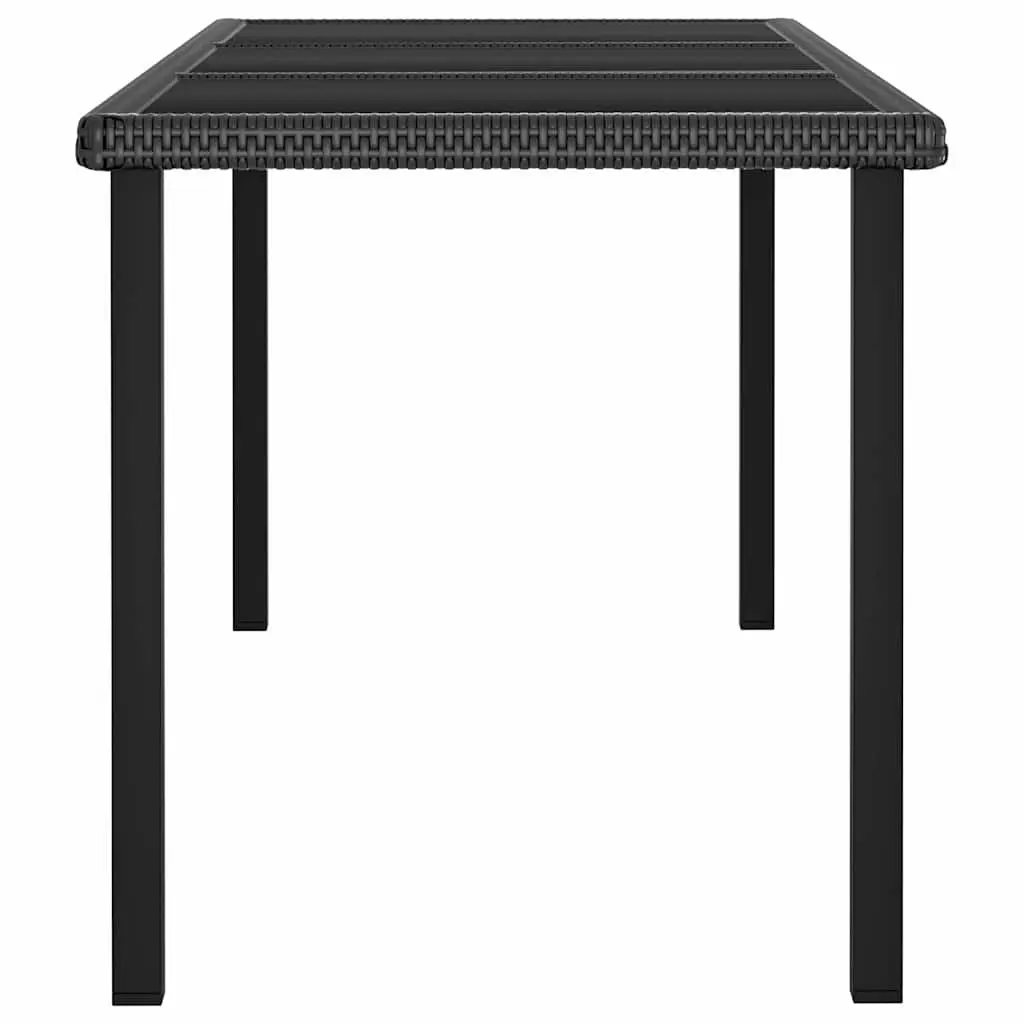 Black Garden Patio Dining Table with Glass Top